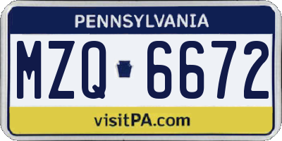 PA license plate MZQ6672