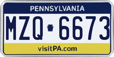 PA license plate MZQ6673