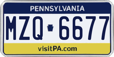 PA license plate MZQ6677