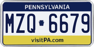 PA license plate MZQ6679