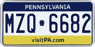 PA license plate MZQ6682