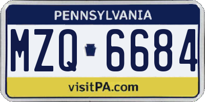 PA license plate MZQ6684