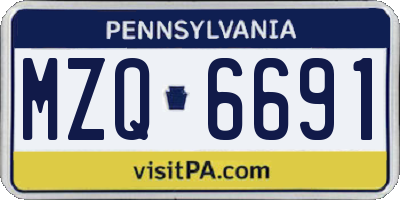 PA license plate MZQ6691