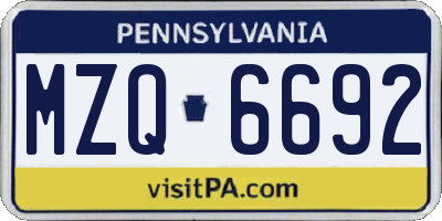 PA license plate MZQ6692