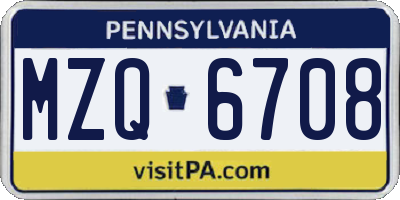 PA license plate MZQ6708