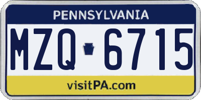 PA license plate MZQ6715