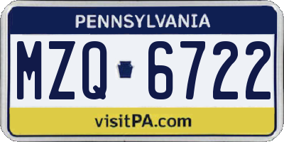 PA license plate MZQ6722