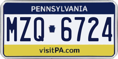 PA license plate MZQ6724