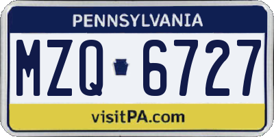 PA license plate MZQ6727