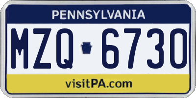 PA license plate MZQ6730