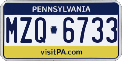 PA license plate MZQ6733