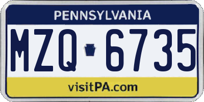 PA license plate MZQ6735