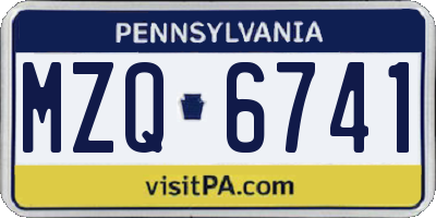 PA license plate MZQ6741