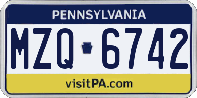 PA license plate MZQ6742
