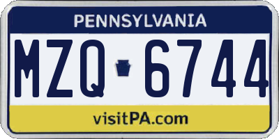 PA license plate MZQ6744