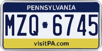 PA license plate MZQ6745