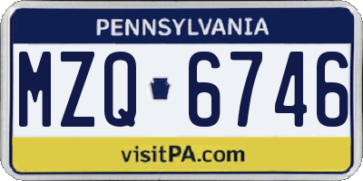 PA license plate MZQ6746