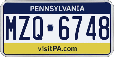 PA license plate MZQ6748