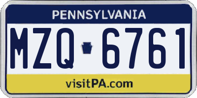 PA license plate MZQ6761