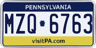 PA license plate MZQ6763