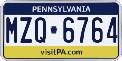 PA license plate MZQ6764