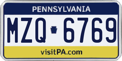 PA license plate MZQ6769