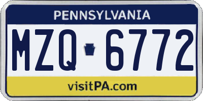 PA license plate MZQ6772