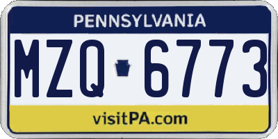 PA license plate MZQ6773