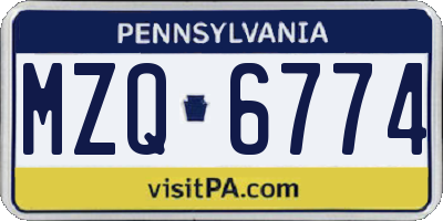 PA license plate MZQ6774
