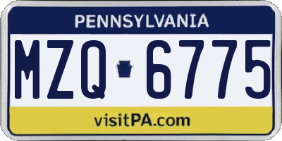 PA license plate MZQ6775