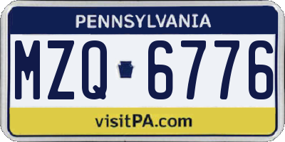 PA license plate MZQ6776