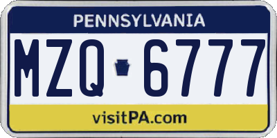 PA license plate MZQ6777