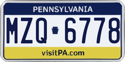 PA license plate MZQ6778