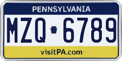 PA license plate MZQ6789