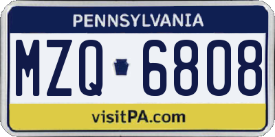 PA license plate MZQ6808