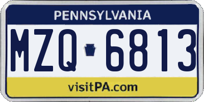 PA license plate MZQ6813