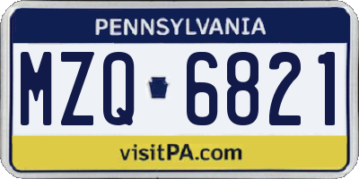 PA license plate MZQ6821