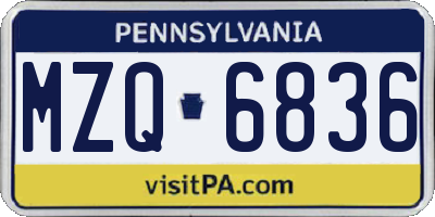PA license plate MZQ6836