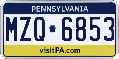 PA license plate MZQ6853