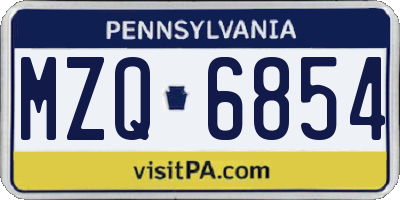 PA license plate MZQ6854