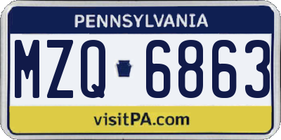 PA license plate MZQ6863