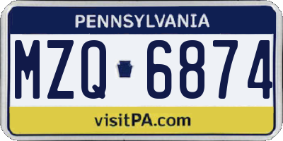 PA license plate MZQ6874