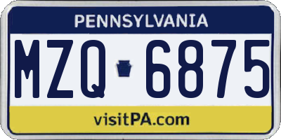 PA license plate MZQ6875