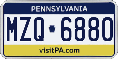 PA license plate MZQ6880