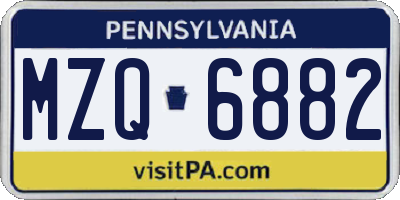 PA license plate MZQ6882
