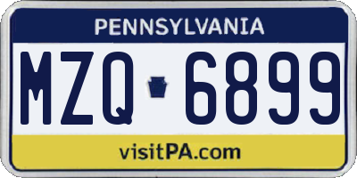 PA license plate MZQ6899