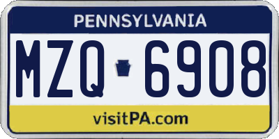 PA license plate MZQ6908