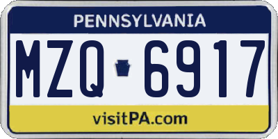 PA license plate MZQ6917