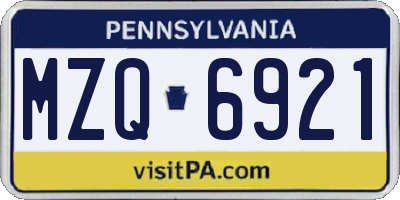 PA license plate MZQ6921