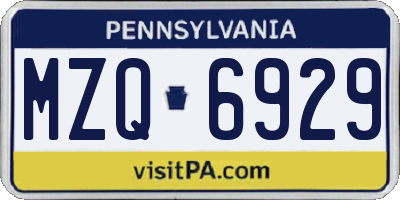 PA license plate MZQ6929